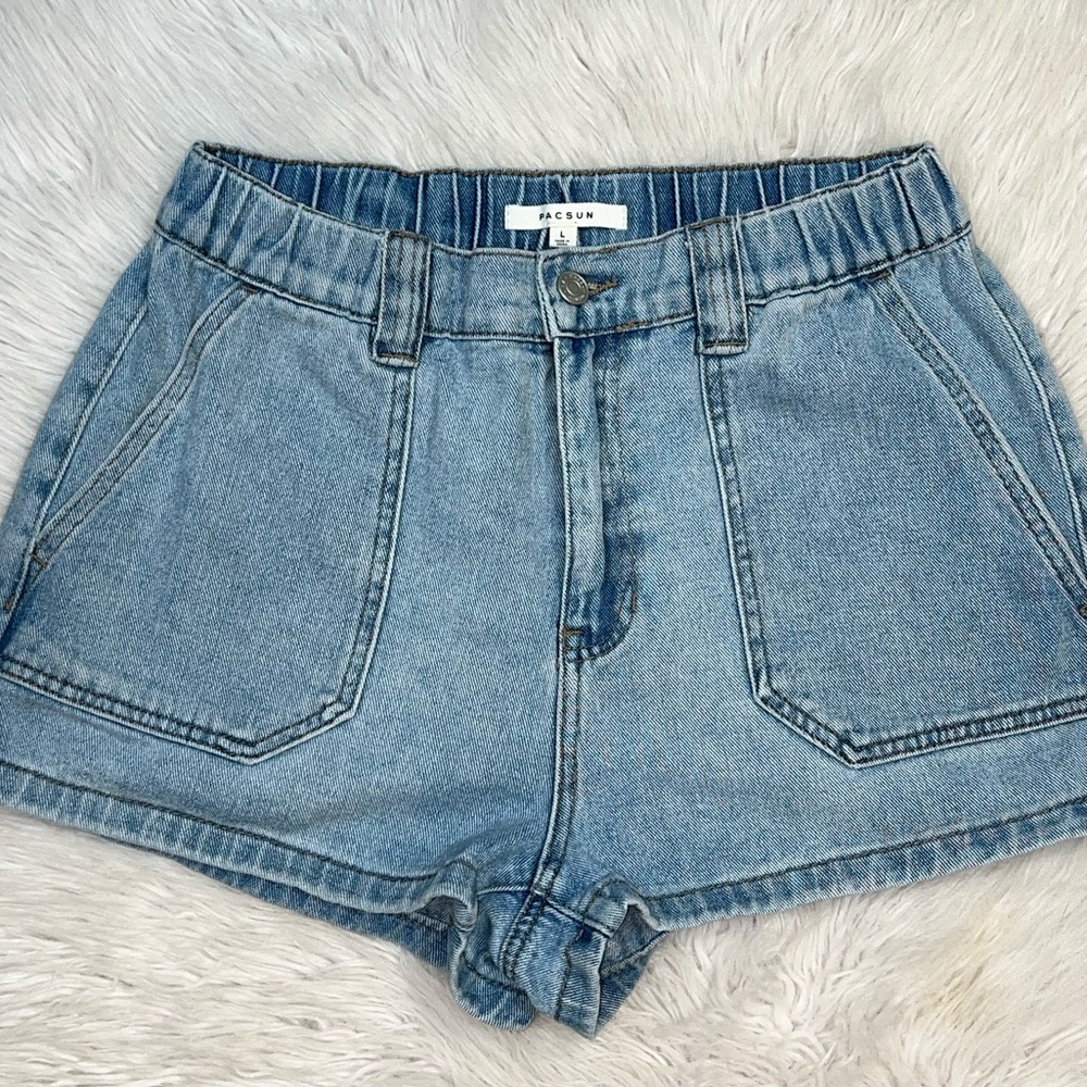 PacSun High-Waist Denim Shorts with Elastic Waistband Size Large